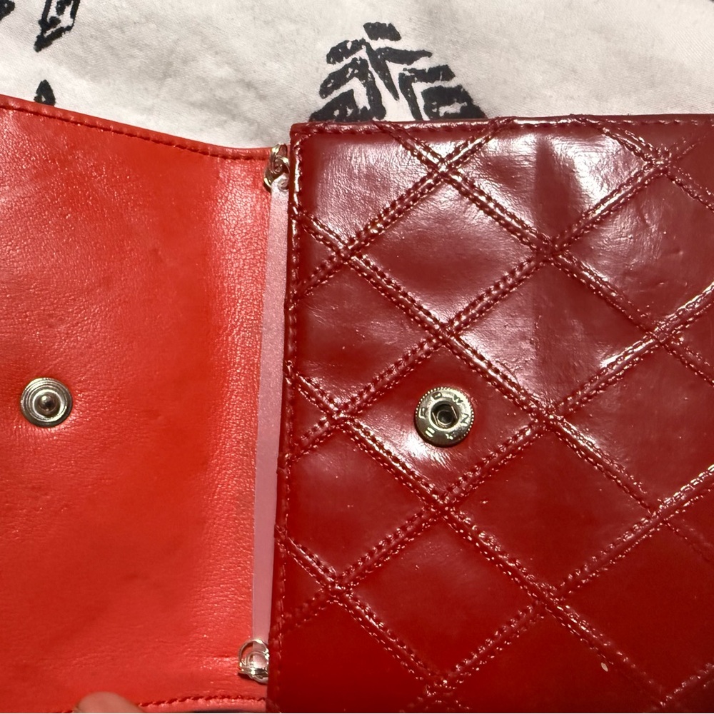 Chanel Red Quilted Leather wallet with unbranded silver Chain wallet - Picture 7 of 9